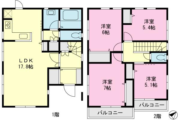 Floor plan. 47,800,000 yen, 4LDK, Land area 126.52 sq m , Building area 97.8 sq m