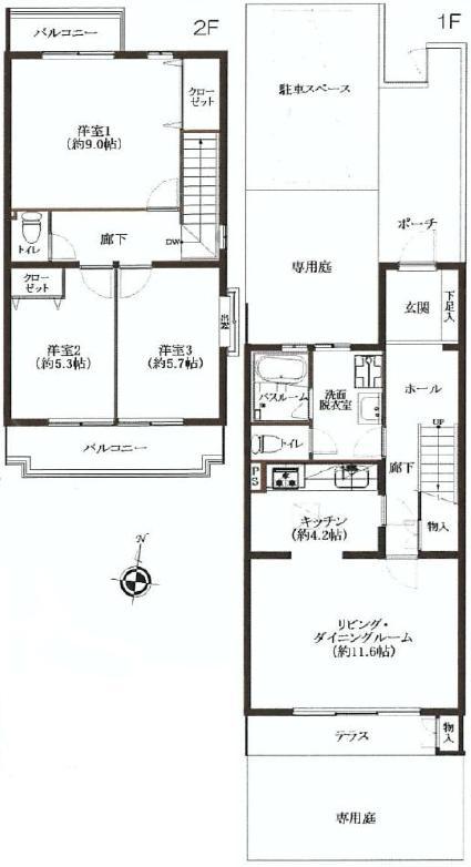 Floor plan. 3LDK, Price 29,900,000 yen, Occupied area 92.55 sq m , Balcony area 9.14 sq m