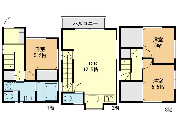 Floor plan. (A Building), Price 31,958,000 yen, 3LDK, Land area 57.45 sq m , Building area 84.48 sq m
