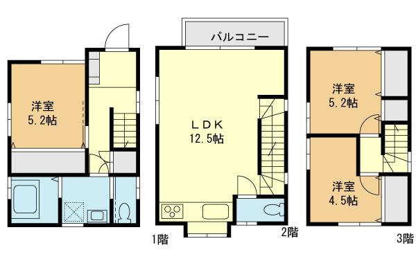 Floor plan. (B Building), Price 31,958,000 yen, 3LDK, Land area 57.95 sq m , Building area 79.93 sq m