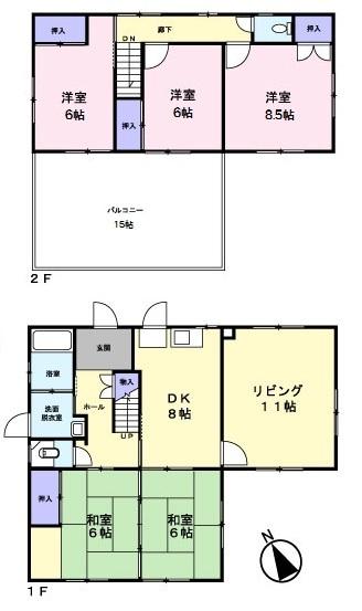 Floor plan. 59,800,000 yen, 5LDK, Land area 206.55 sq m , Building area 122.01 sq m large 5LDK