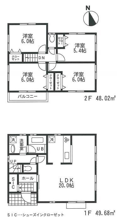 Building plan example (floor plan). Building plan example (No.3) 4LDK, Land price 28.8 million yen, Land area 125.02 sq m , Building price 11,158,000 yen, Building area 97.7 sq m