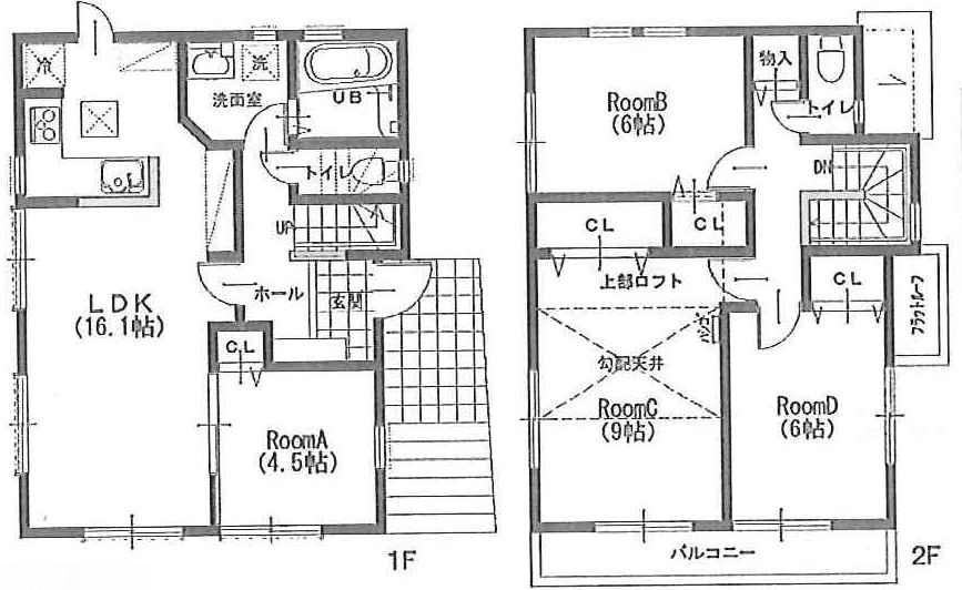 Floor plan. (B Building), Price 49,800,000 yen, 4LDK, Land area 128.97 sq m , Building area 98.54 sq m