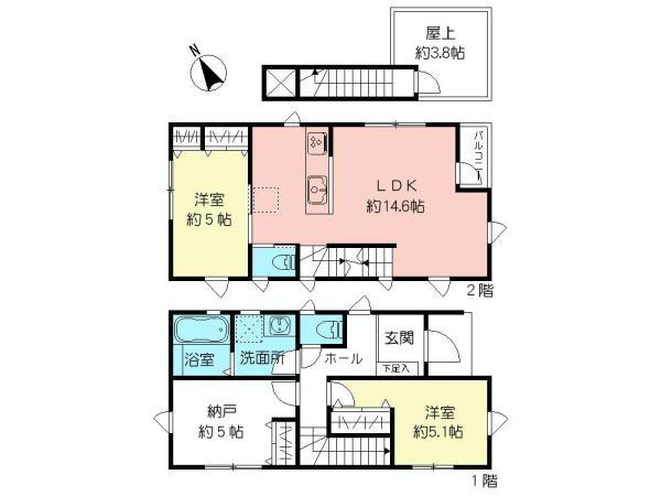 Floor plan. (B Building), Price 37,800,000 yen, 2LDK+S, Land area 100.79 sq m , Building area 78.12 sq m