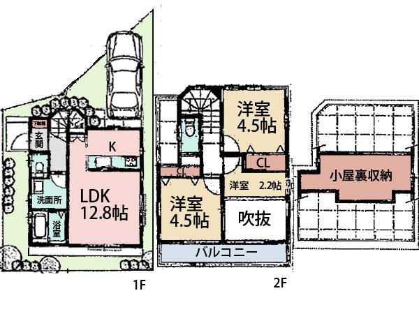 Floor plan. 25,515,000 yen, 3LDK + S (storeroom), Land area 85.02 sq m , Because there is a building area of ​​61.33 sq m attic storage will be put away the room clean.
