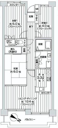 Floor plan. 3LDK, Price 25,900,000 yen, Occupied area 68.49 sq m , Balcony area 9.14 sq m per day ・ View ・ Ventilation good