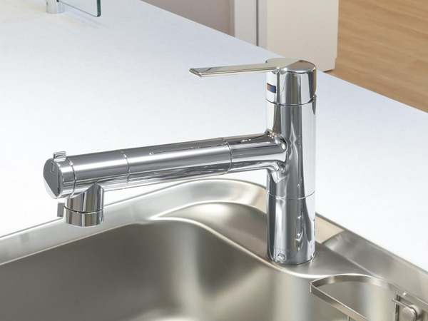 Kitchen.  [Water purifier integrated faucet] It can be switched at hand, Adopt a hand shower faucet water faucet hose extensible. Because the water purifier of an integrated clean also sink around.