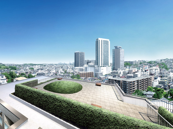 Shared facilities.  [Roof garden] From the roof garden, It is possible to hope "Kamiooka" around the station, Not only calm street, To foster a time spiritually rich. (Roof Garden Rendering CG)