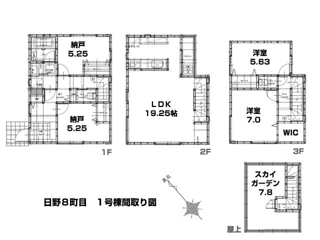 Floor plan. (1 Building), Price 37,800,000 yen, 2LDK+2S, Land area 92.02 sq m , Building area 110.11 sq m
