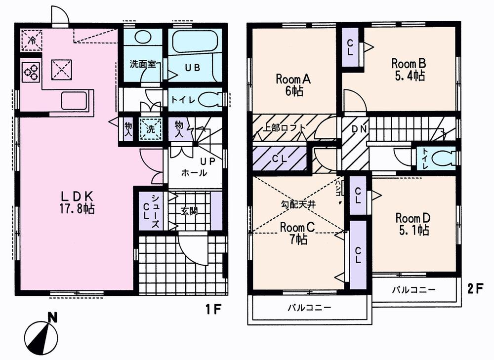 Floor plan. (A Building), Price 47,800,000 yen, 4LDK, Land area 126.52 sq m , Building area 97.8 sq m