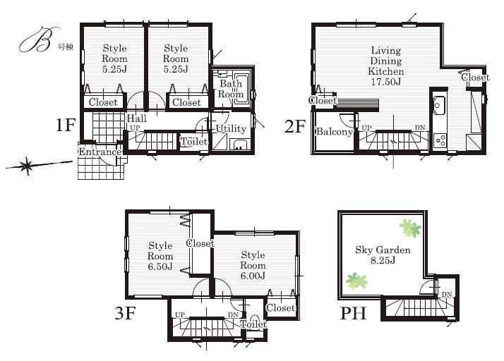 Floor plan. (B), Price 37,800,000 yen, 4LDK, Land area 98.27 sq m , Building area 104.32 sq m