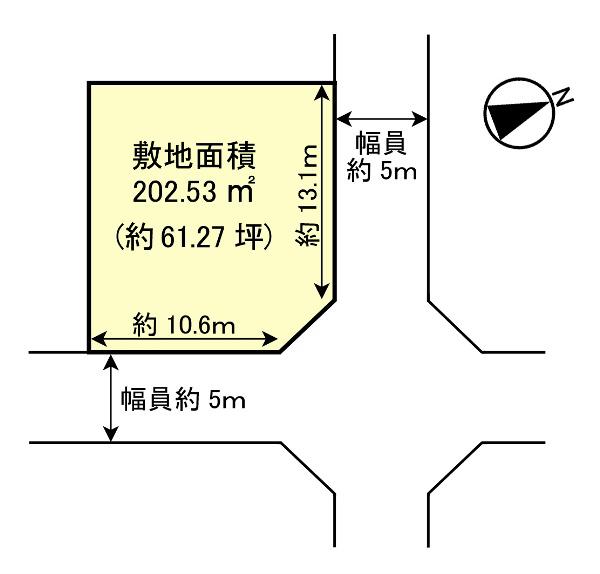 Compartment figure. Land price 37,800,000 yen, Land area 202.53 sq m northeast corner lot