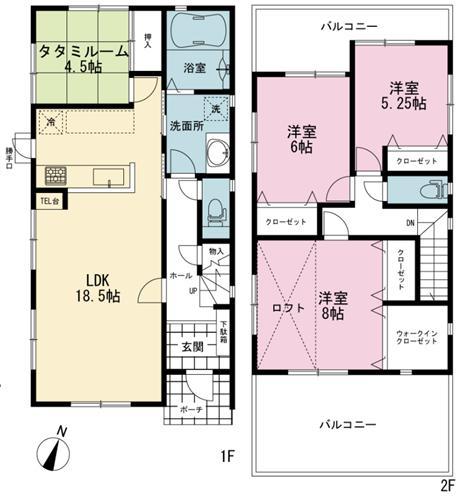 Floor plan. 52,500,000 yen, 4LDK, Land area 172.4 sq m , Building area 102.87 sq m