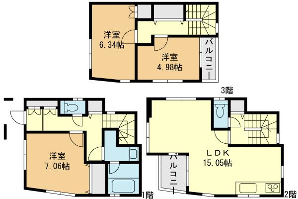 Floor plan. 30,800,000 yen, 3LDK, Land area 68.47 sq m , Building area 90.58 sq m floor plan