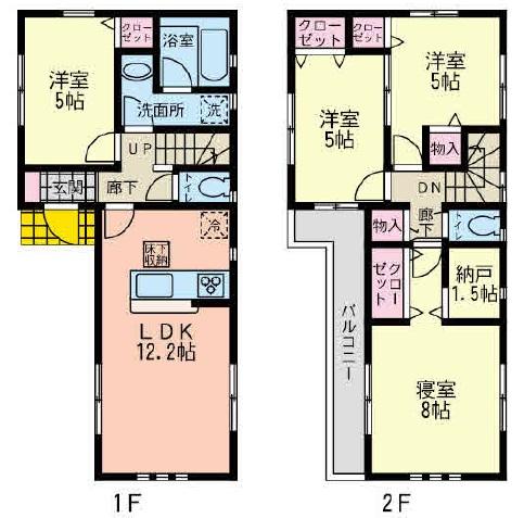 Floor plan. (4 Building), Price 40,800,000 yen, 4LDK+S, Land area 86.64 sq m , Building area 102.52 sq m