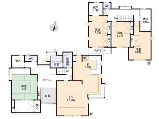 Floor plan. 71,900,000 yen, 4LDK, Land area 224.02 sq m , Building area 166.23 sq m floor plan