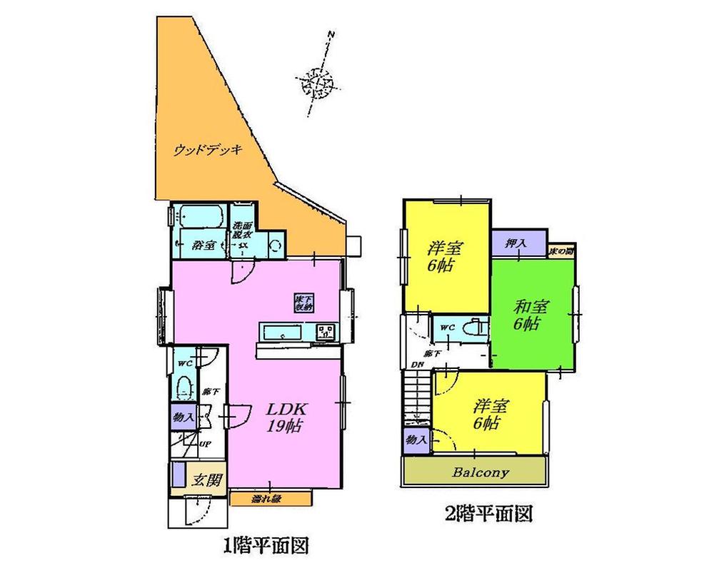 Floor plan. 21.5 million yen, 3LDK, Land area 108.34 sq m , Is a floor plan of 3LDK of LDK19 pledge and the total room 6 Pledge with building area 85.42 sq m face-to-face kitchen. 