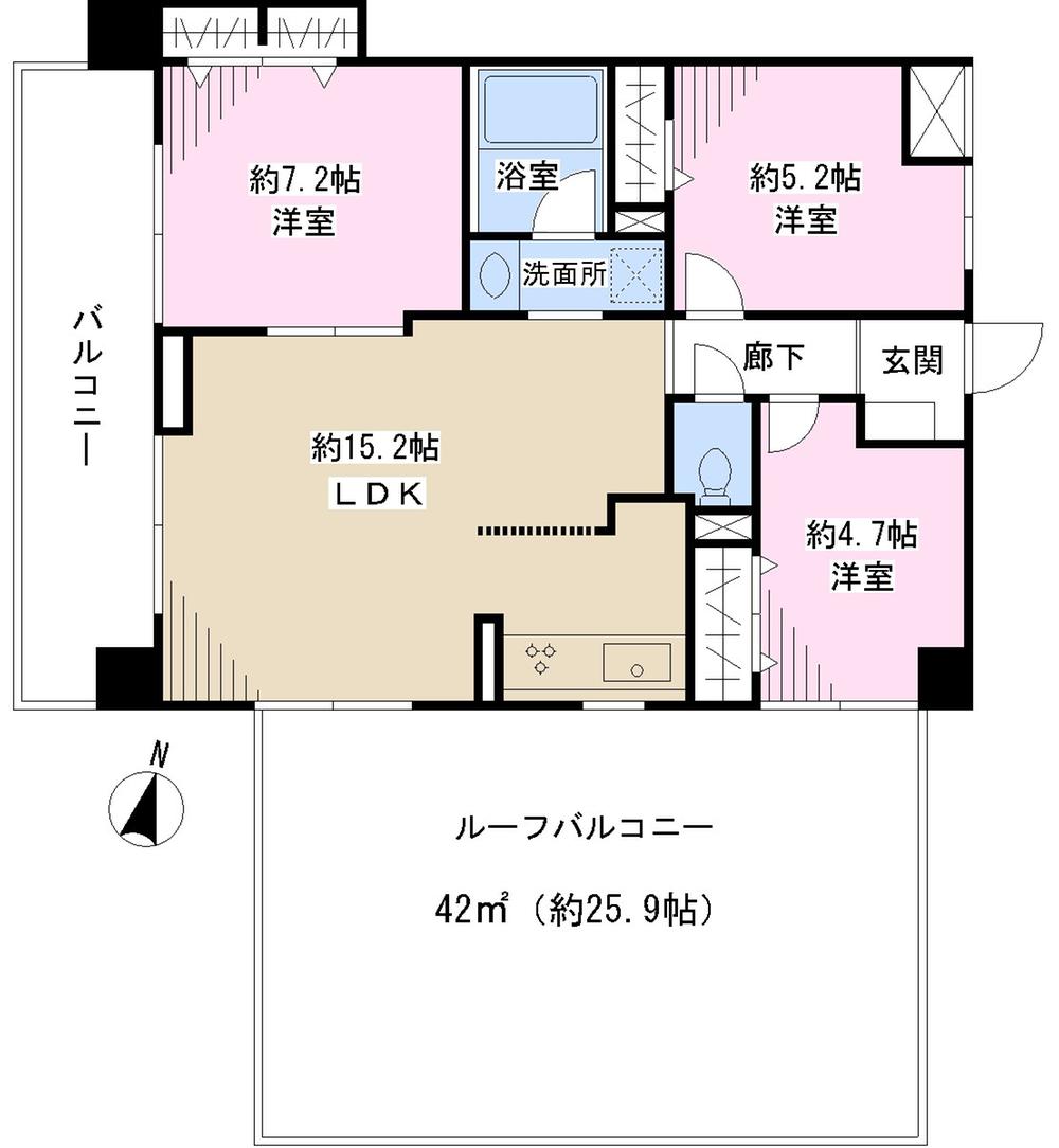 Floor plan. 3LDK, Price 21,800,000 yen, Occupied area 65.34 sq m , Balcony area 10.65 sq m floor plan
