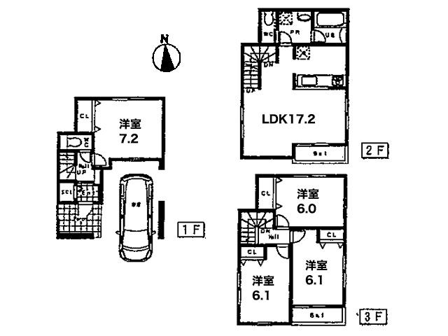 Floor plan. (A Building), Price 54,800,000 yen, 4LDK, Land area 71.57 sq m , Building area 115.08 sq m