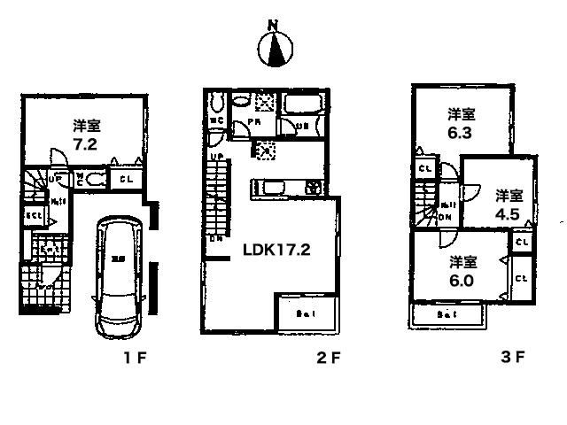 Floor plan. (B Building), Price 52,800,000 yen, 4LDK, Land area 67.04 sq m , Building area 113.44 sq m