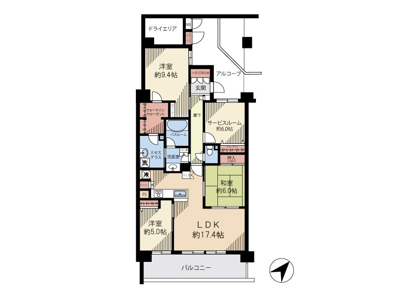 Floor plan. 3LDK+S, Price 32,800,000 yen, Footprint 103.72 sq m , Balcony area 14.6 sq m