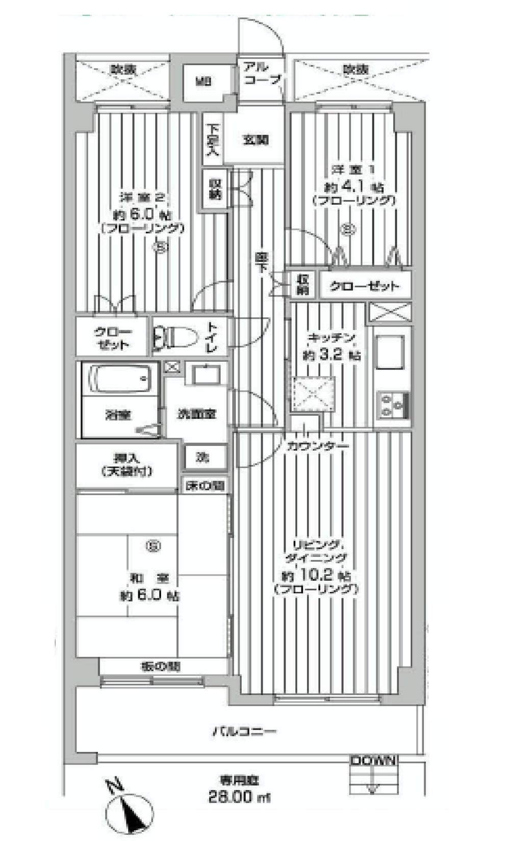 Floor plan. 3LDK, Price 20.8 million yen, Occupied area 68.76 sq m , Balcony area 8.3 sq m