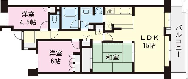 Floor plan. 3LDK, Price 23,980,000 yen, Occupied area 71.56 sq m , Balcony area 8.96 sq m