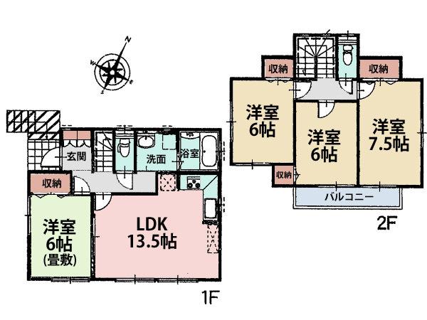 Floor plan. (3 Building), Price 38,400,000 yen, 4LDK, Land area 125.23 sq m , Building area 93.15 sq m