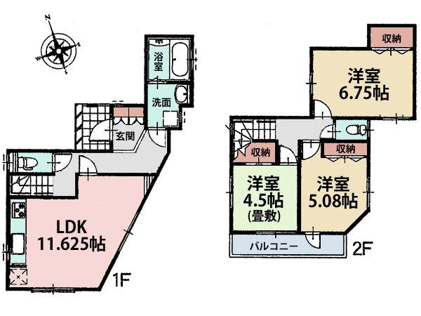 Floor plan. (7 Building), Price 31,400,000 yen, 3LDK, Land area 125.73 sq m , Building area 74.11 sq m
