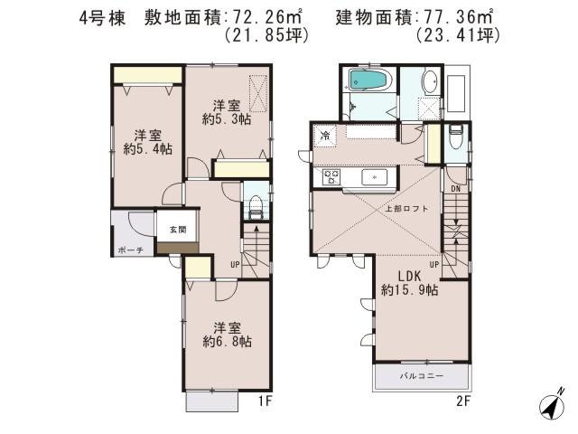 Floor plan. (4), Price 36,958,000 yen, 3LDK, Land area 72.26 sq m , Building area 77.36 sq m