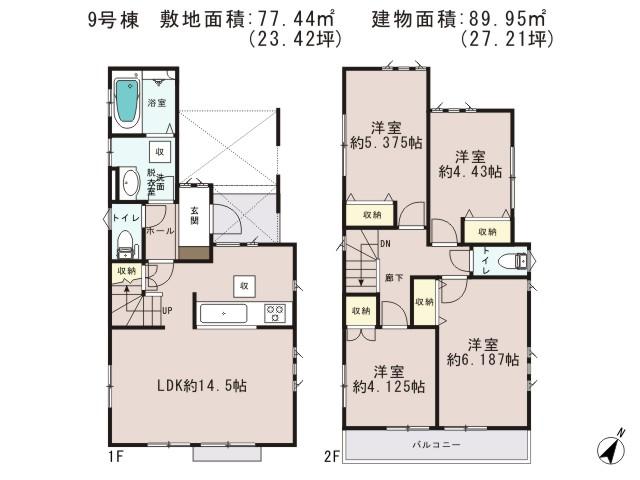 Floor plan. (9), Price 35,958,000 yen, 4LDK, Land area 77.44 sq m , Building area 89.95 sq m