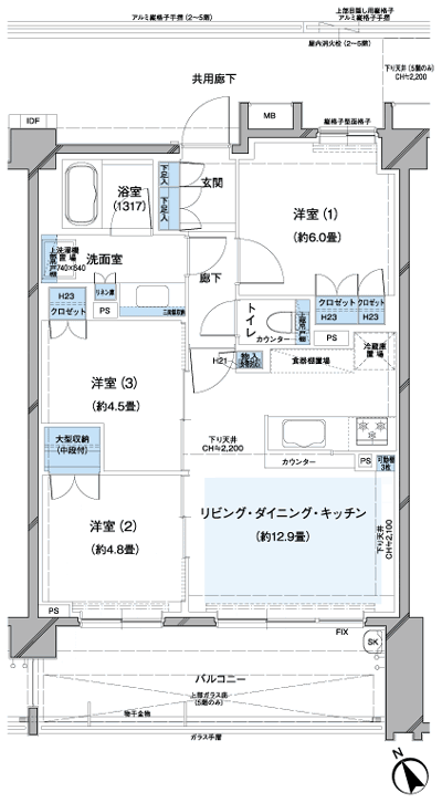 Floor: 3LDK, the area occupied: 63.2 sq m, Price: 35,500,000 yen, now on sale