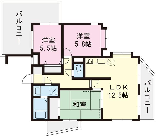 Floor plan. 3LDK, Price 18,800,000 yen, Footprint 68 sq m , Balcony area 9.9 sq m