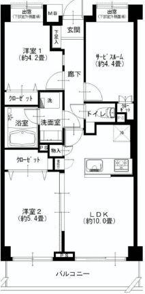 Floor plan. 2LDK+S, Price 24,900,000 yen, Occupied area 54.48 sq m , Balcony area is 6.42 sq m Floor.