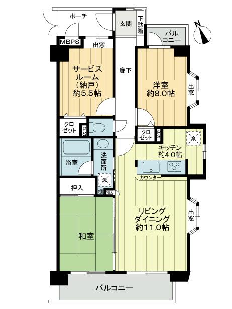 Floor plan. 2LDK + S (storeroom), Price 27,900,000 yen, Occupied area 70.53 sq m , Balcony area 9.61 sq m