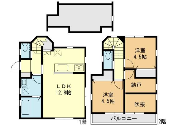 Floor plan. 25,358,000 yen, 2LDK + S (storeroom), Land area 76.69 sq m , Building area 61.33 sq m