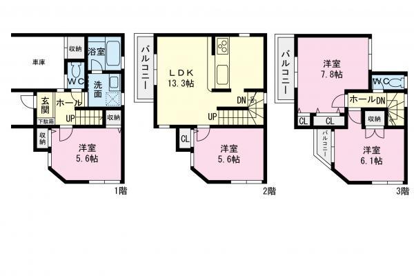 Floor plan. 34,200,000 yen, 4LDK, Land area 58.46 sq m , Building area 98.46 sq m