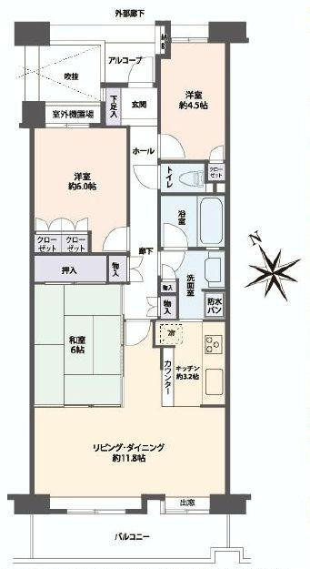 Floor plan. 3LDK, Price 23,980,000 yen, Occupied area 71.56 sq m , Balcony area 8.96 sq m Floor.