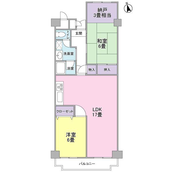 Floor plan. 3LDK, Price 20,900,000 yen, Occupied area 73.85 sq m , Balcony area 6.19 sq m floor plan.