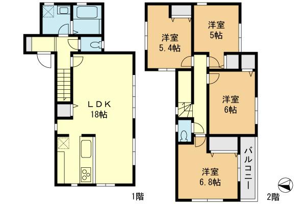 Floor plan. (3 Building), Price 37,800,000 yen, 4LDK, Land area 149.32 sq m , Building area 94.39 sq m