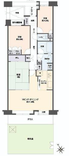 Floor plan. 3LDK, Price 23,980,000 yen, Occupied area 71.56 sq m private garden ・ It is 3LDK with a terrace