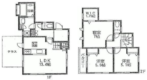 Floor plan. 31,800,000 yen, 3LDK, Land area 99.76 sq m , Building area 79.08 sq m   ■ Face-to-face kitchen Pledge LDK13.4!  [Floor plan]