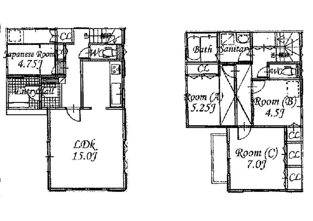 Floor plan. (B Building), Price 38,800,000 yen, 4LDK, Land area 84.41 sq m , Building area 91.93 sq m