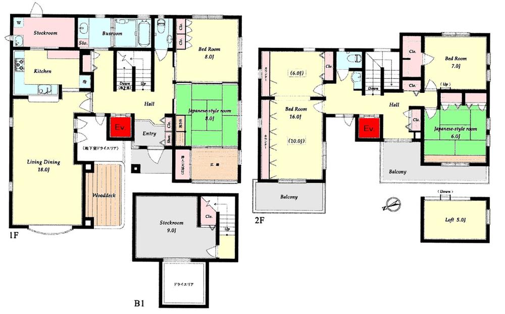 Floor plan. 87,800,000 yen, 5LDK + 2S (storeroom), Land area 241.54 sq m , Building area 218.44 sq m floor plan