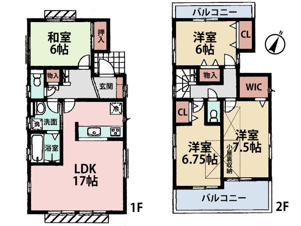 Floor plan. (Building 2), Price 47,800,000 yen, 4LDK, Land area 167.52 sq m , Building area 100.03 sq m