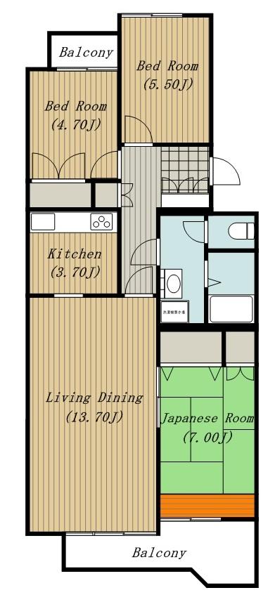 Floor plan. 3LDK, Price 16,900,000 yen, Occupied area 79.95 sq m , There is room on the balcony area 9.12 sq m wide