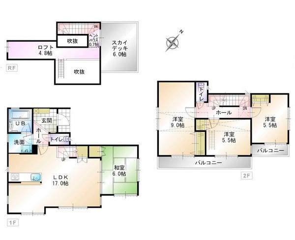 Floor plan. (B Building), Price 44,800,000 yen, 4LDK, Land area 125.47 sq m , Building area 101.01 sq m