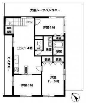 Floor plan. 3LDK, Price 16.8 million yen, Occupied area 69.73 sq m , Balcony area 54.1 sq m