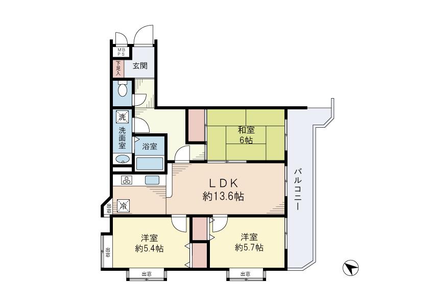 Floor plan. 3LDK, Price 17.8 million yen, Occupied area 68.34 sq m , Balcony area 10.49 sq m