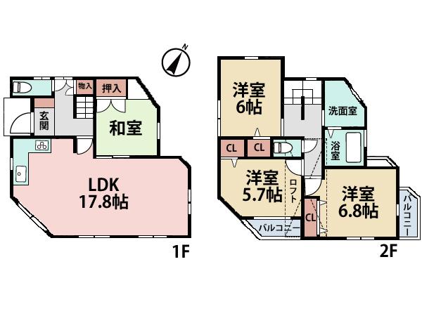 Floor plan. (1 Building), Price 36,958,000 yen, 4LDK, Land area 83.57 sq m , Building area 98.92 sq m
